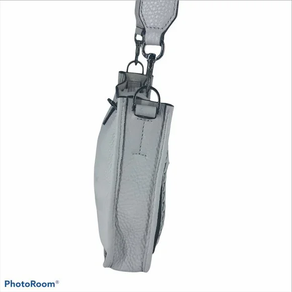REBECCA MINKOFF Crossbody Bag Light Gray Leather Small 8X7 - Picture 6 of 16
